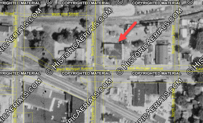 Pickens Bowling Alley - 1955 Aerial View (newer photo)